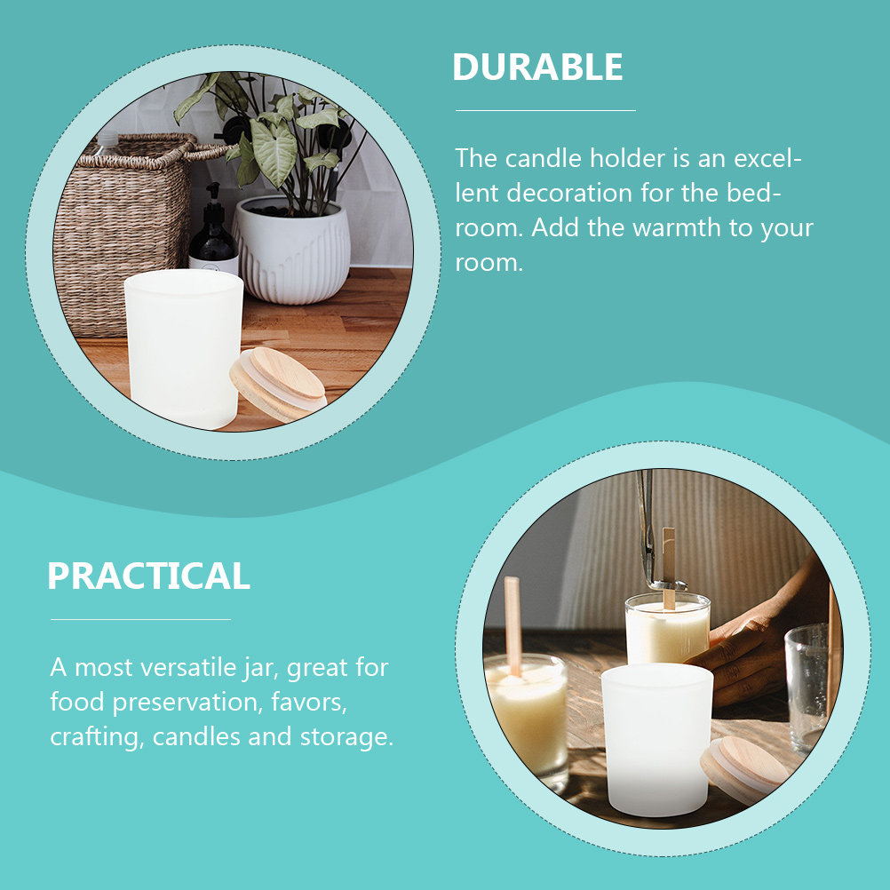 Candle Making Jars With Lids - برطمانات زجاجية فارغة مع أغطية خشبية،